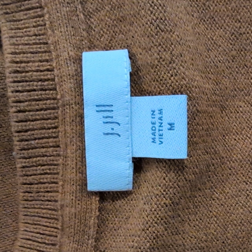 J Jill V-Neck Dolman Sleeve Mustard Silk Wool Cotton Soft Cozy Blend Sweater M - Picture 8 of 9